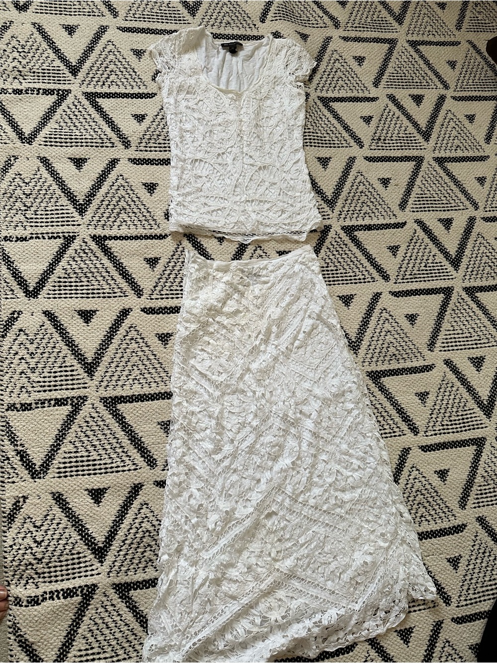 INC International Concepts White Lace Maxi Two-Piece Set